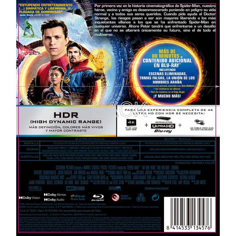 Spider-man: Sin Camino A Casa (4k Uhd + Blu-ray... image number null