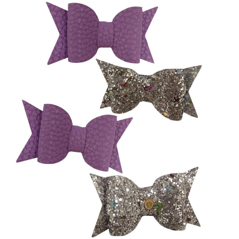 Mini Moños Para Cabello Lavanda Gris Glitter 2 ... image number null