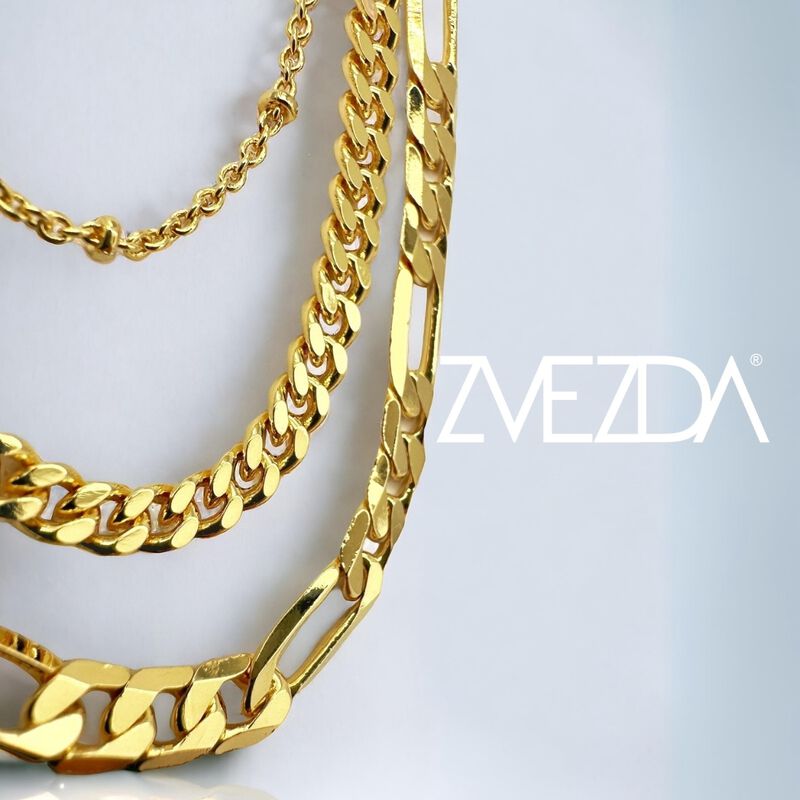 Collar Triple grueso Chapa de oro 18k Zvezda image number null
