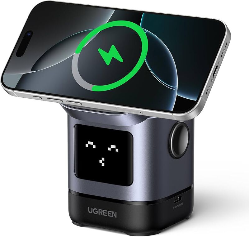 Cargador inal&aacute;mbrico UGreen Uno 2-in-1 Wireless... image number null