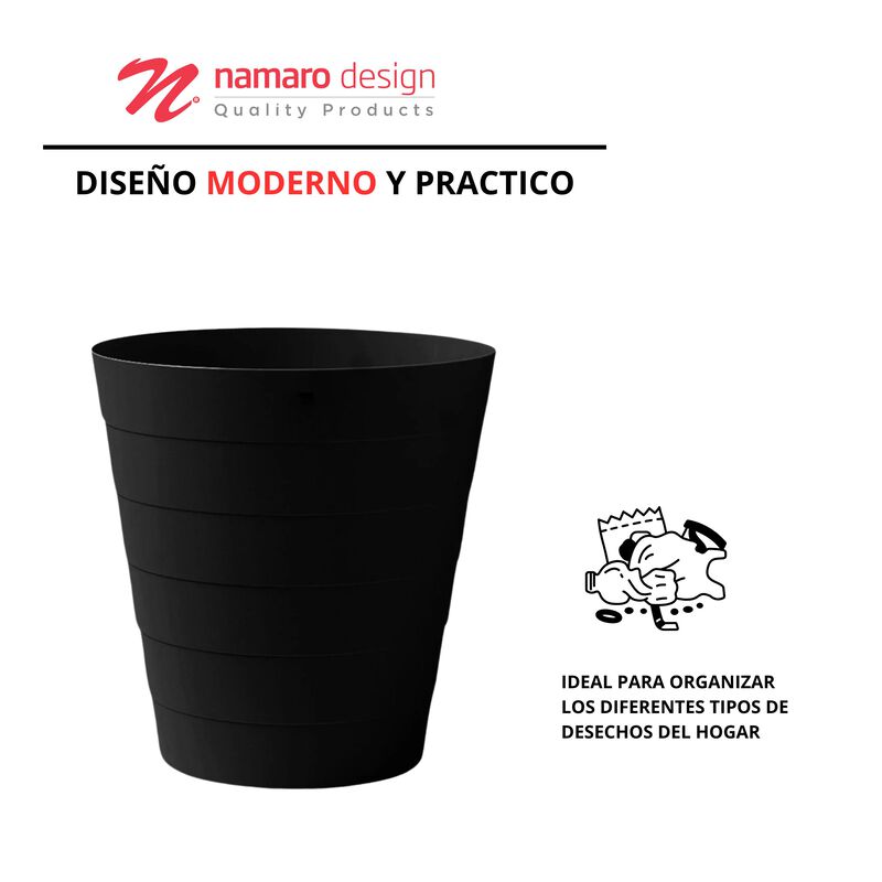 Basurero Papelero 11 L Color Negro Namaro Desig... image number null