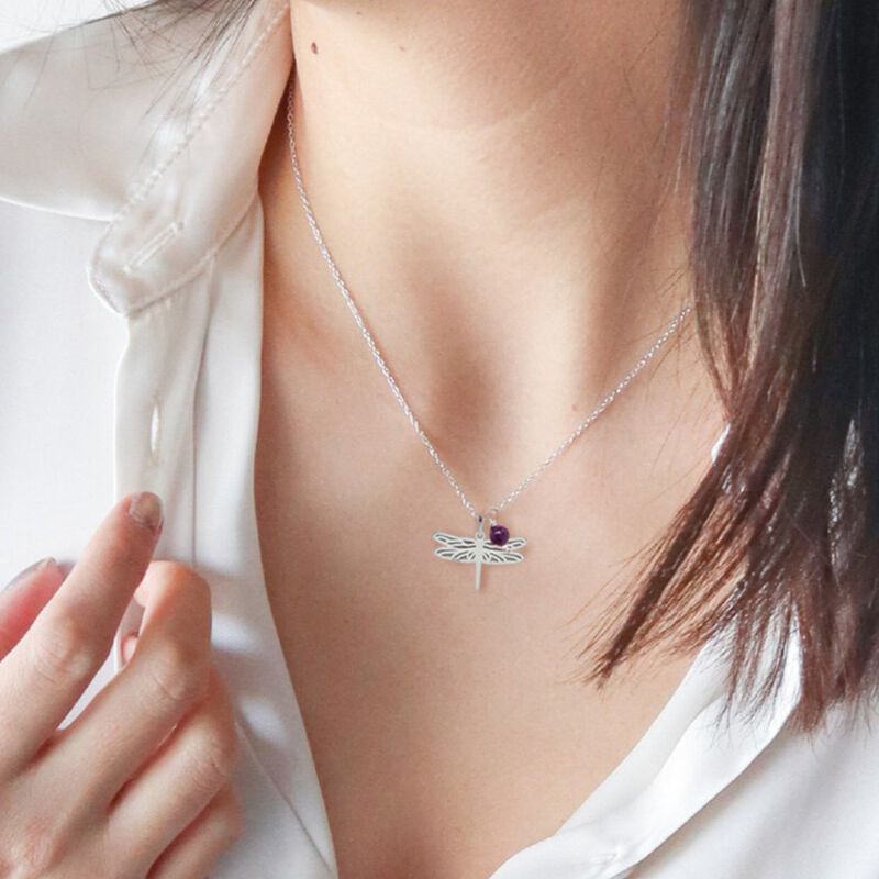 Dije con cadena Suerte charm Lib&eacute;lula de plata ... image number null