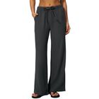 Pantalones Qinsen de Pierna Ancha Gris Oscuro Talla S Cintura El&aacute;stica