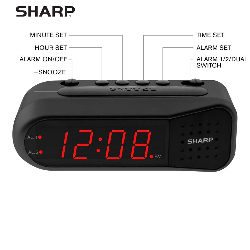 Reloj Despertador Digital Sharp Black Con Led R... image number null
