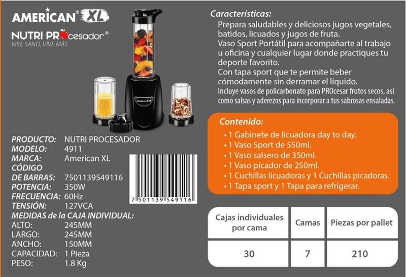 Procesador Licuadora Vaso Sport Portatil Batido... image number null