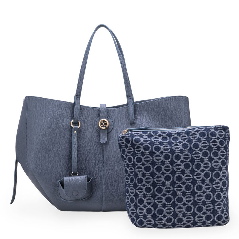 Bolsa Tote Maxi Con Porta Audif&oacute;nos Color Azul image number null