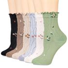 Calcetines Bropapa Ruffle Crew Para Mujer Con Estampado Floral Vintage