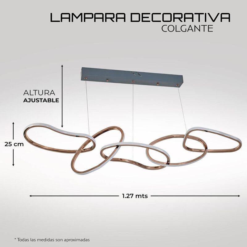 Lámpara Colgante Cadena 5 Aros O Anillos (Oro R... image number null