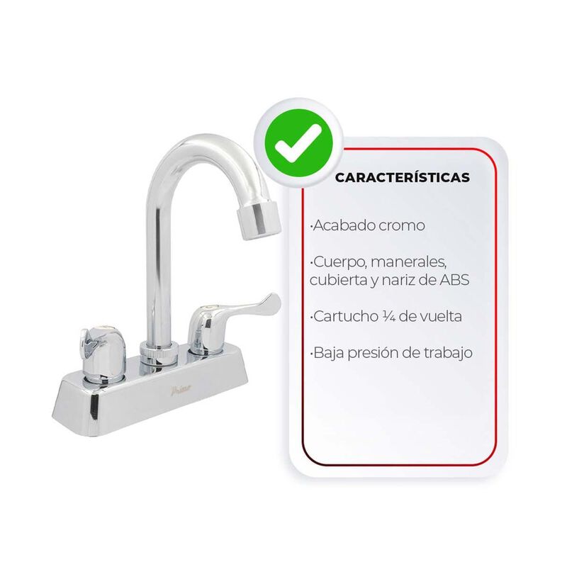 Mezcladora Abs Para Lavabo, Cuello Tipo Bar, Ma... image number null