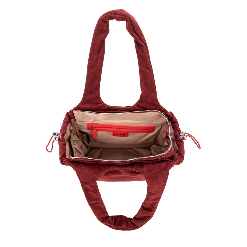 Bolsa Satchel Acolchada En Suede Color Rojo Tin... image number null