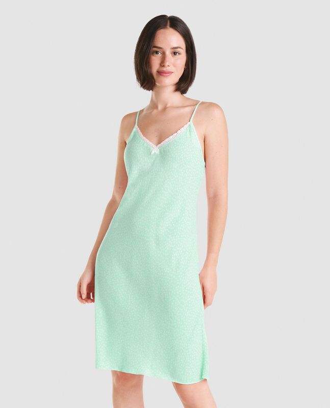 Camis&oacute;n Corto Jaquard con Topitos Verde image number null