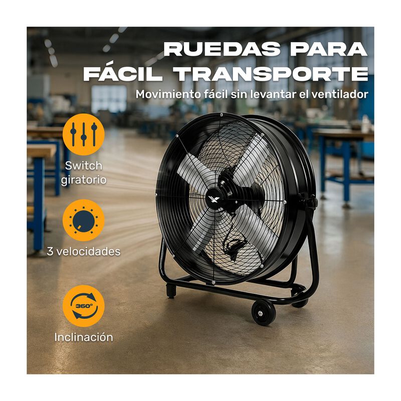Ventilador Industrial Metalico Piso 180w 2 Velo... image number null