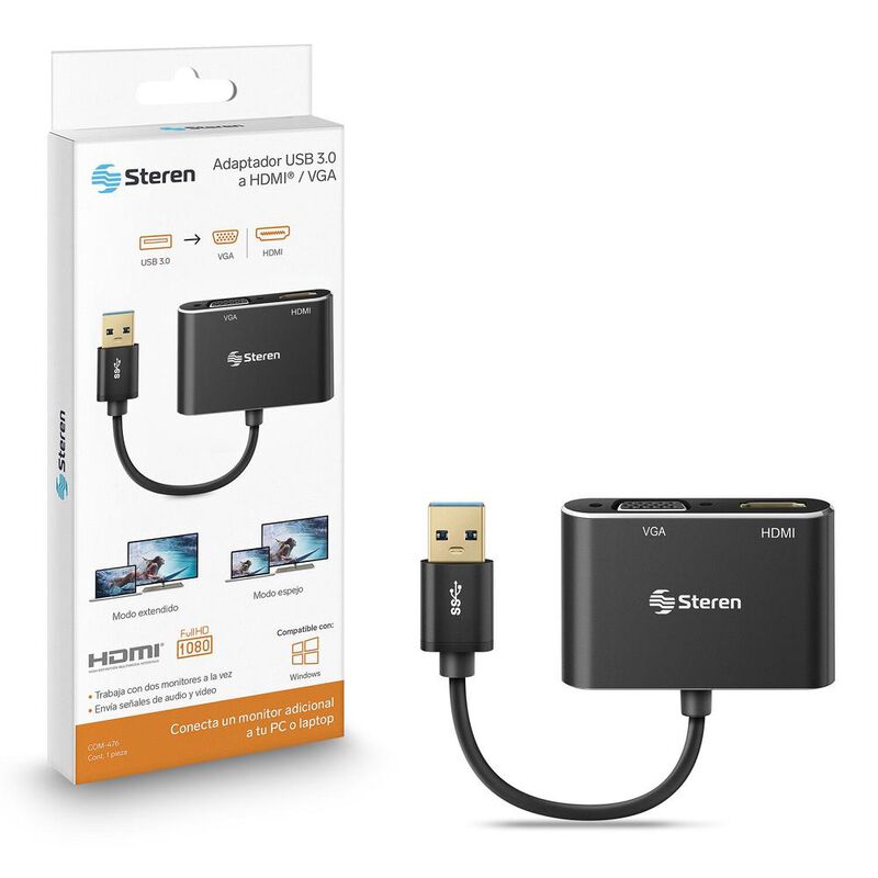 Adaptador USB 3.0 a HDMI / VGA COM-476 image number null