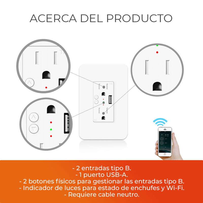 Tomacorriente Inteligente Wi-Fi, Multicontacto,... image number null