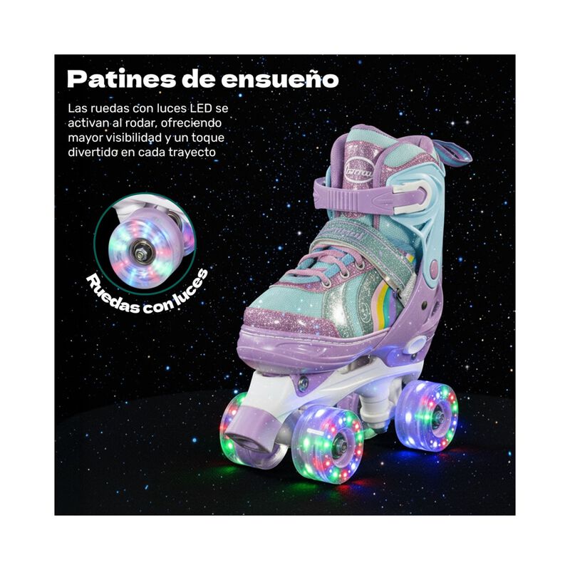 Patines 4 Ruedas Luz Led Ajustables Ni&ntilde;as Ni&ntilde;os... image number null