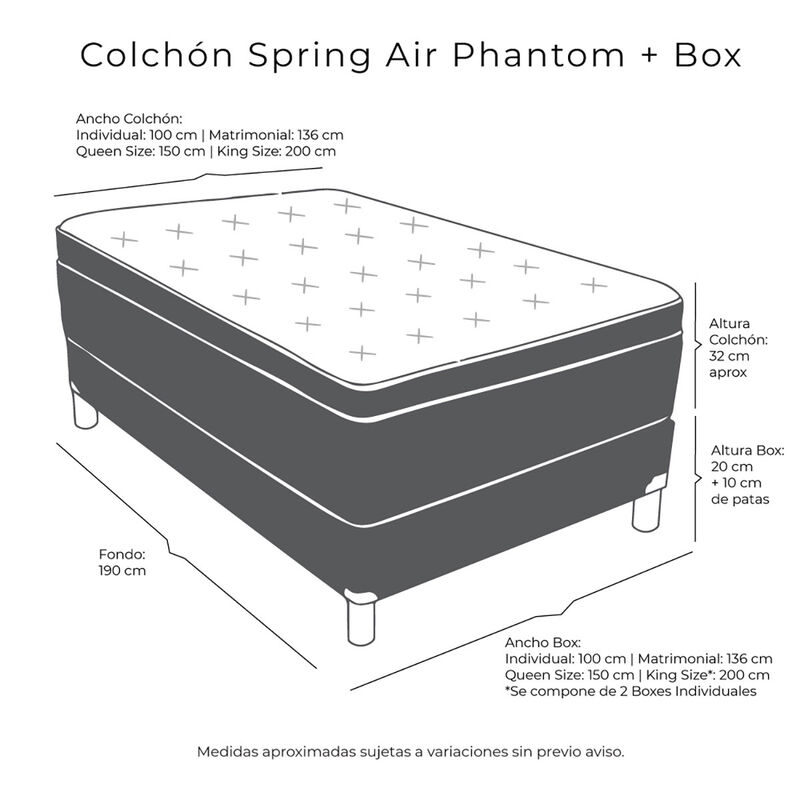 Colchón Queen Size Spring Air Phantom + Box Dic... image number null