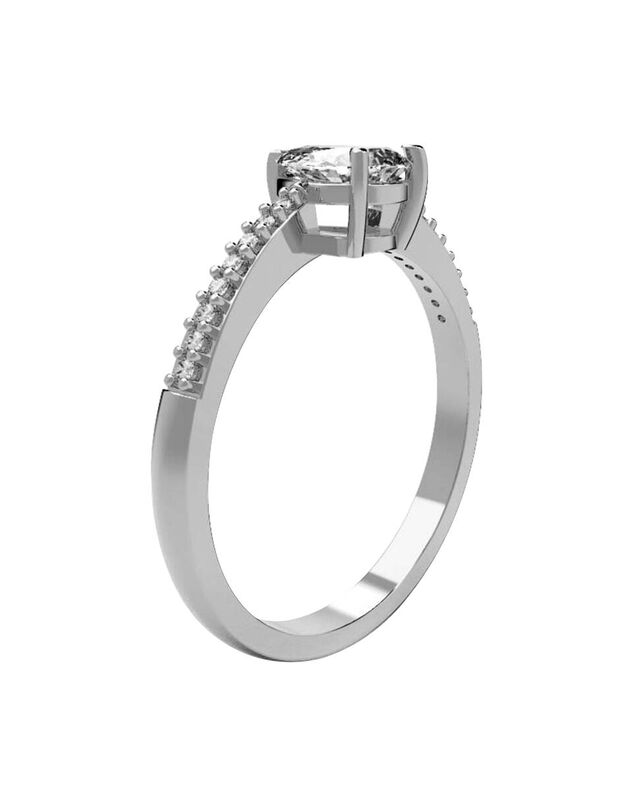 Anillo de Compromiso en Oro Blanco 10K con Circ... image number null