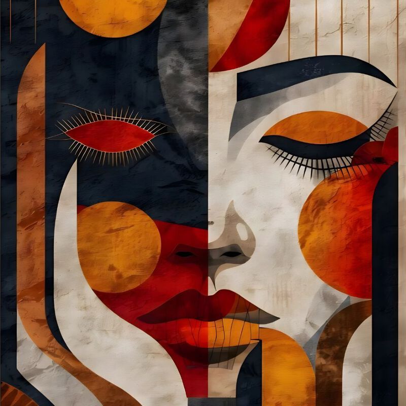 Cuadro Decorativo Geom&eacute;trico 60x80cm Rostro Cub... image number null