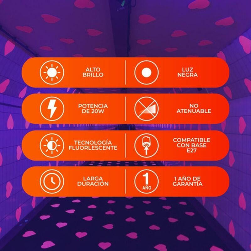 Foco Lampara Luz Negra Ahorrador 20w Fiesta Neo... image number null