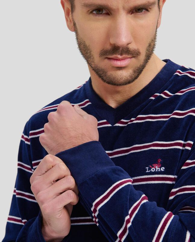 Pijama de Terciopelo a Rayas Granate Azul Marin... image number null