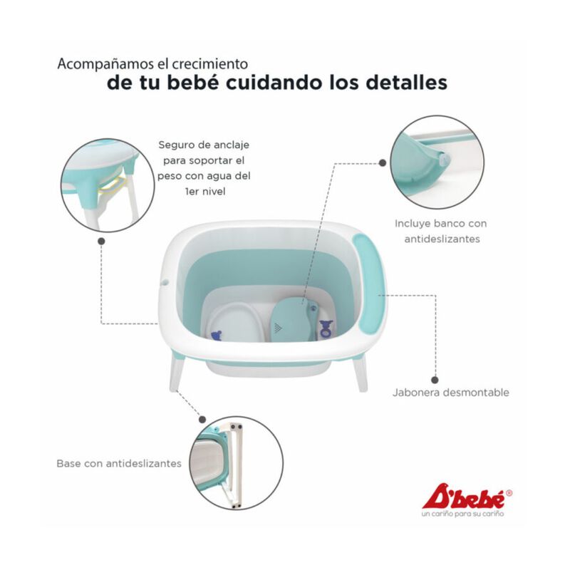 Bañera Plegable D'Bebé Bubbles Azul image number null