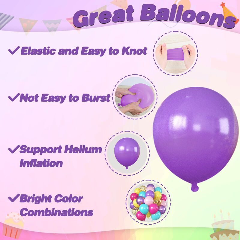 Globos Cudory 50 Uds 30 Cm Rosa, P&uacute;rpura Y Azul image number null