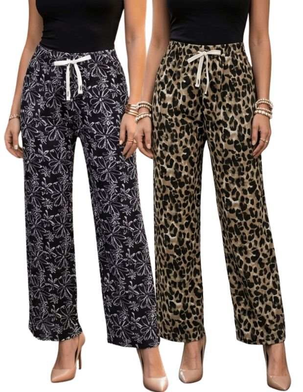 Set De Dos Pantalones De Mujer De Corte Ancho M... image number null