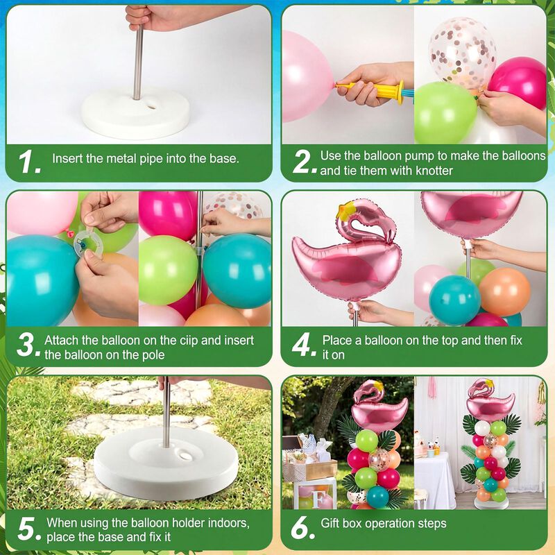 Kit De Columna De Globos Tropicales Flamingo Hu... image number null