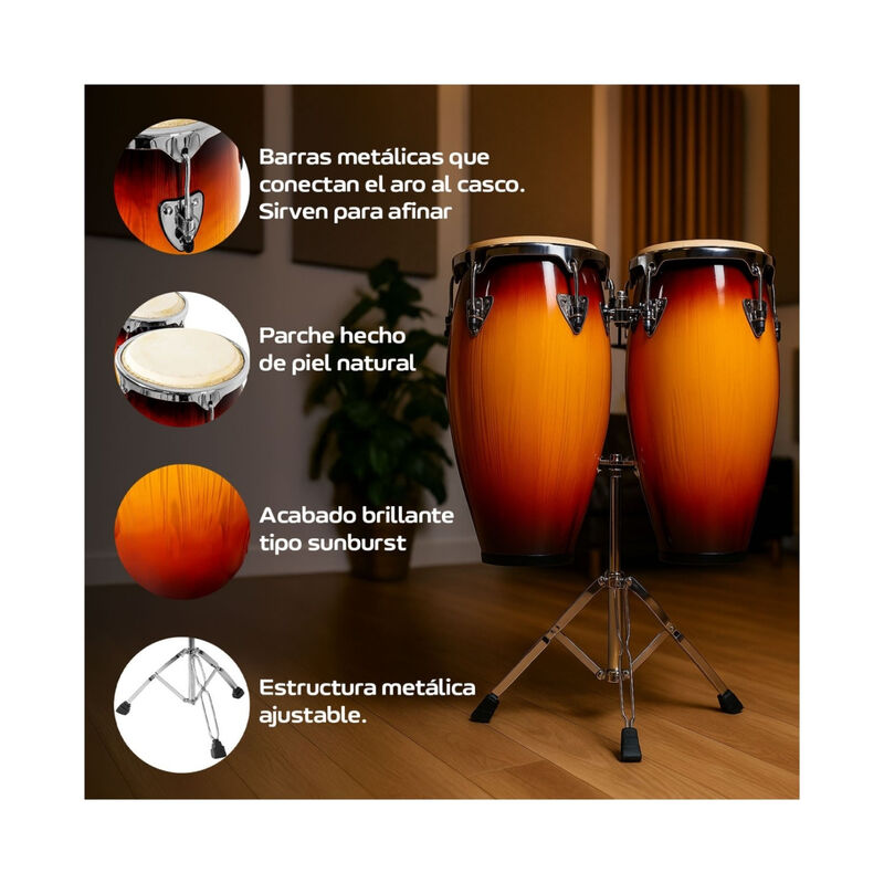 Set Congas 11 Y 12 Pulgadas Con Soportes Parche... image number null