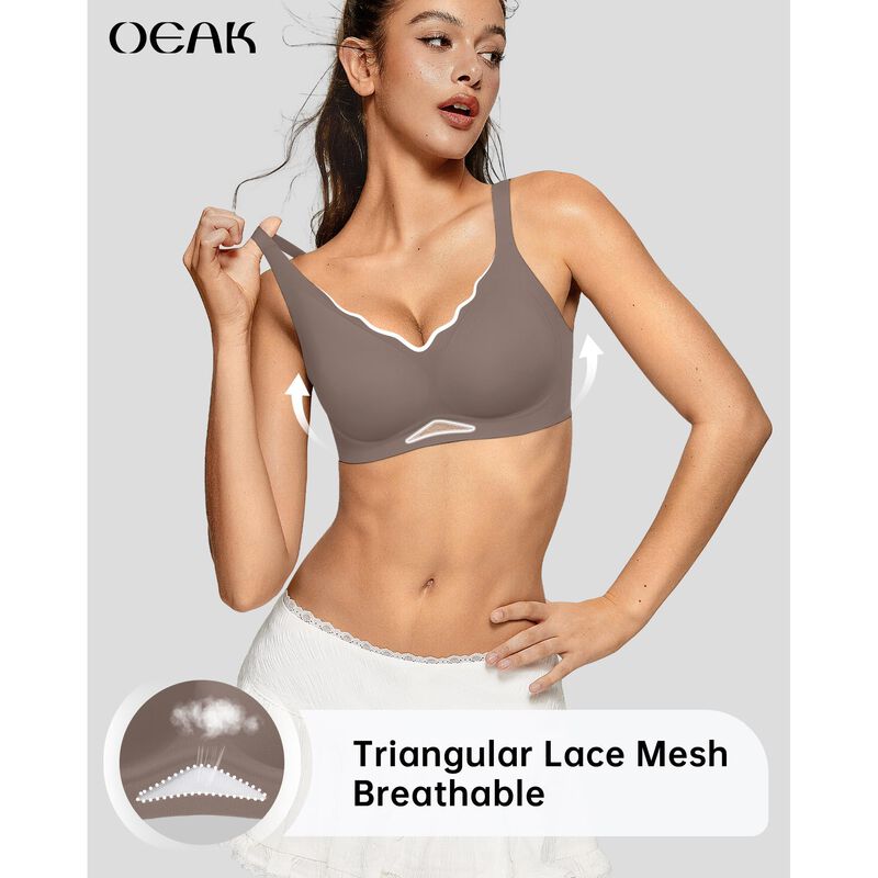 Sujetador Inal&aacute;mbrico Push-up OEAK Gris XL image number null