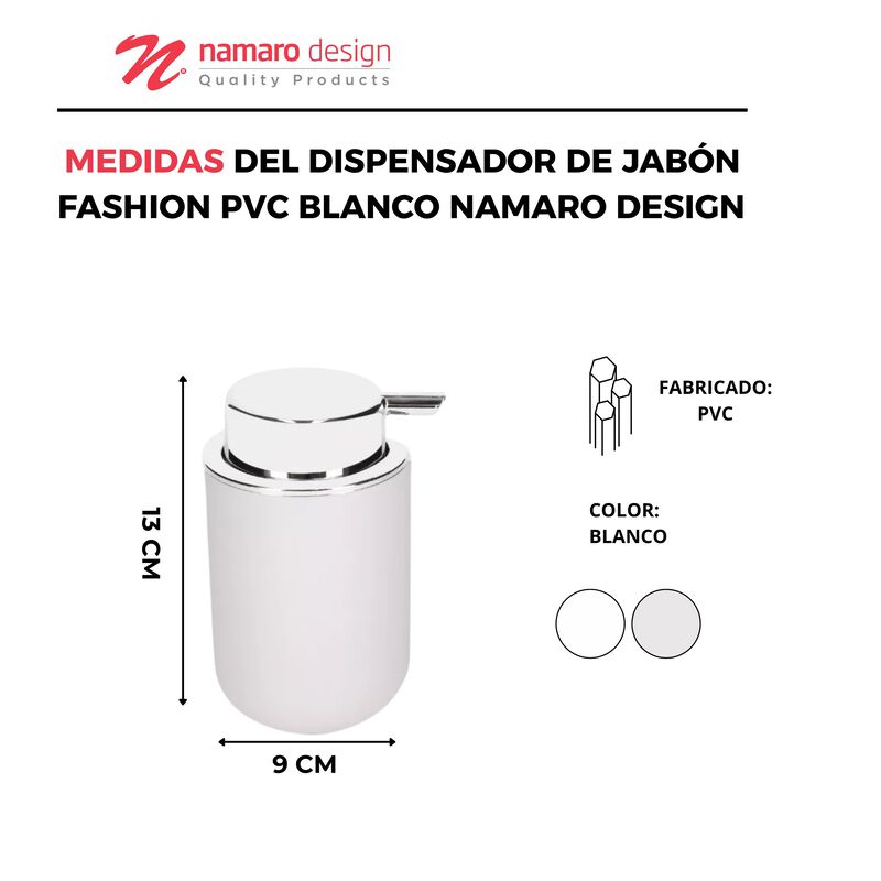 Dispensador De Jab&oacute;n Fashion Pvc Blanco Namaro ... image number null