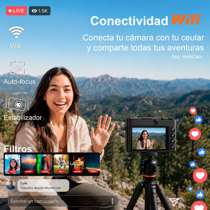 C&aacute;mara Digital Vak Pro 209 Selfie 5k Visi&oacute;n Noc... image number null