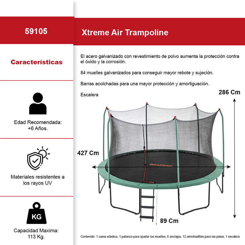 Trampolpín Bestway Xtreme Air C/red Tumbling 4.... image number null
