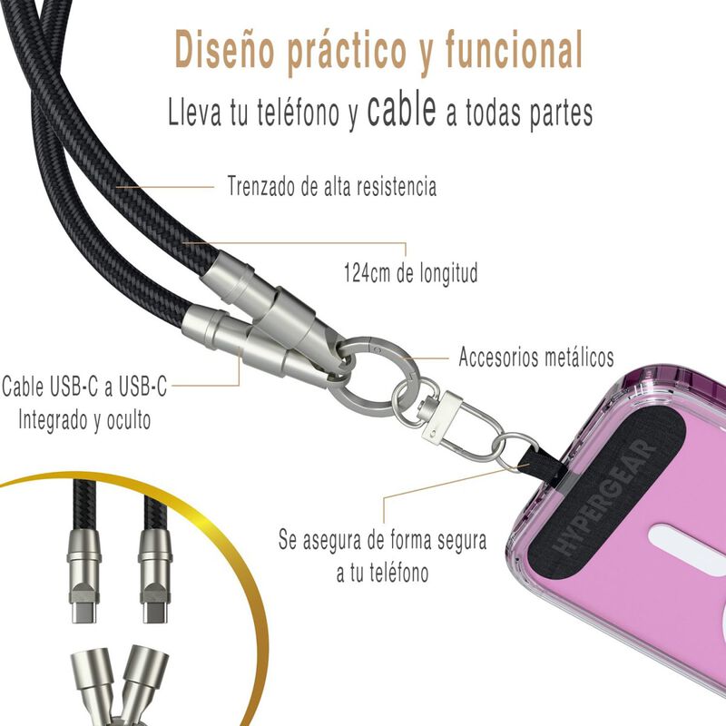 Cable Datos Correa Hypergear 2en1 Usb-c A Usb-c... image number null