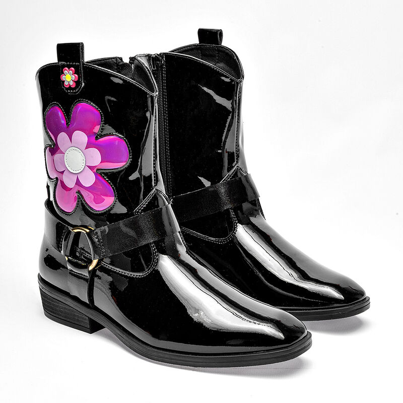 Karsten bota tac&oacute;n para mujer negro charol fius... image number null