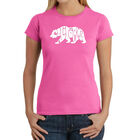 Camiseta Word Art Para Mujer - Oso de California- Rosa