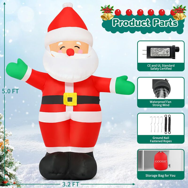 Pap&aacute; Noel Inflable Goosh De Navidad De 1,5 M Co... image number null
