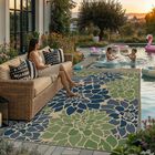 Alfombra Purecozy 152 cm Verde Marino Con Estampado Floral Para Exterior