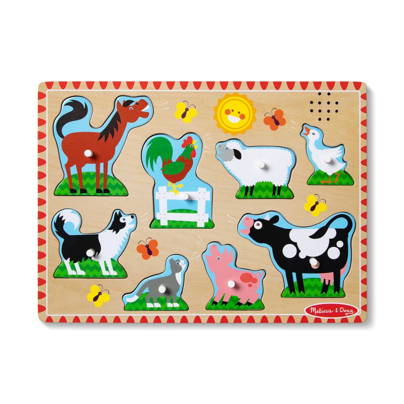 Puzzle Melissa & Doug Farm Animals Sound, 8 Pie... image number null