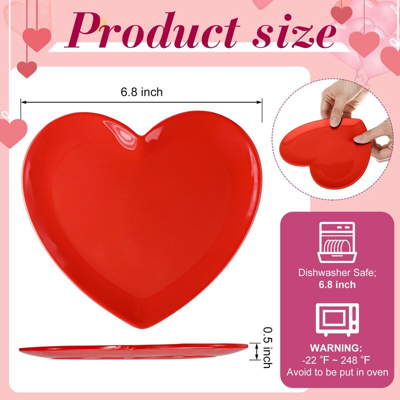 Plato De Cena Nuogo 17cm Coraz&oacute;n Rojo - Pack de... image number null