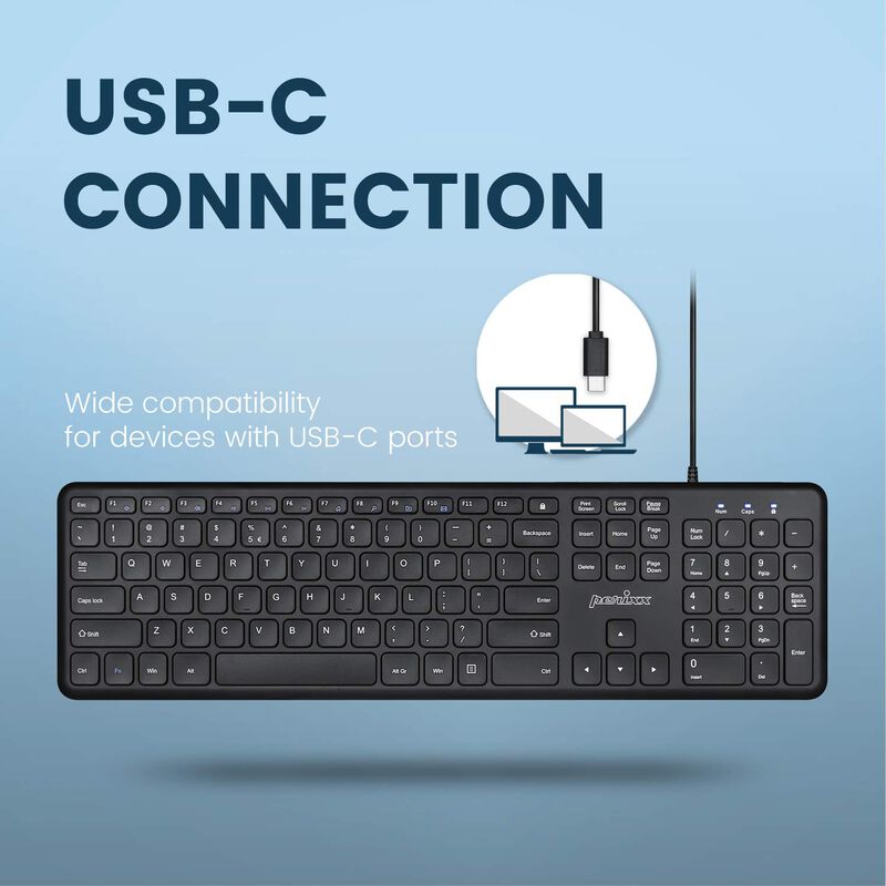 Teclado Perixx Periboard-210c Usb-c Negro Us image number null