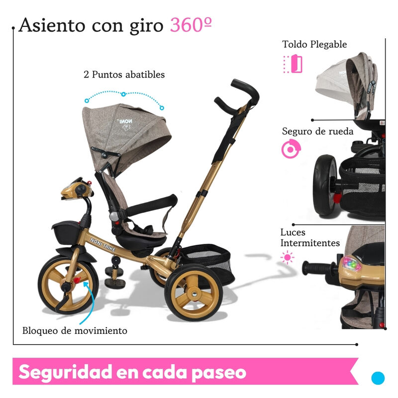 Triciclo Para Ni&ntilde;os 7en1 Con Luz sonido asiento... image number null