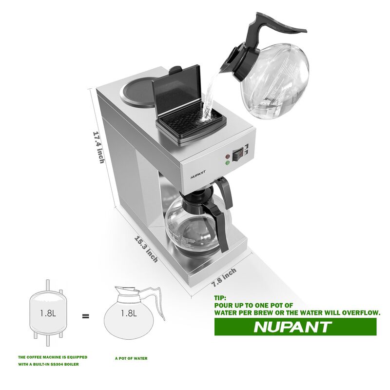 Cafetera Nupant, 12 Tazas, 1,8 L, Con 2 Garrafa... image number null