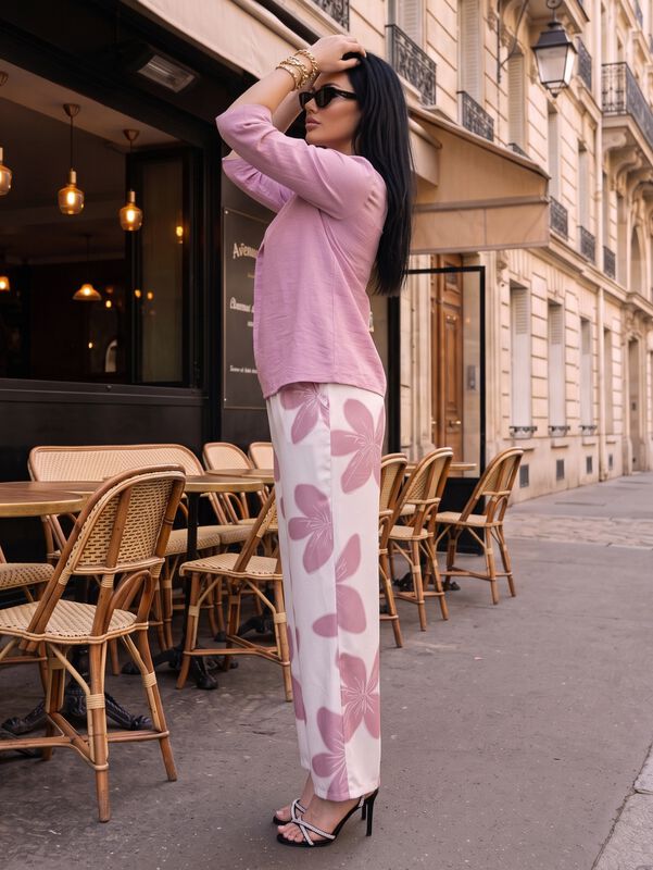 Conjunto De 2 Piezas, Blusa Manga 3/4 Y Pantal&oacute;... image number null