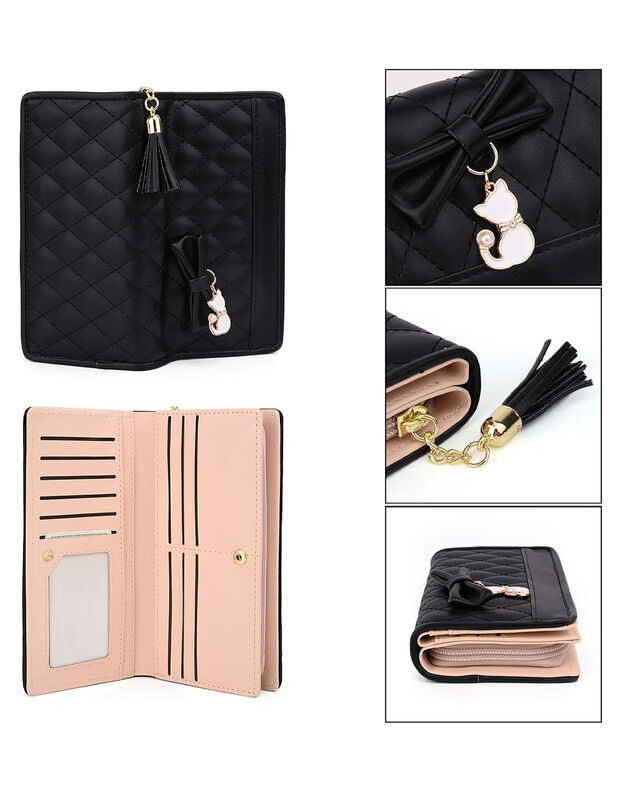 Cartera Negra Con Rosa Pink Brule image number null
