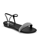 Clasben sandalia piso para mujer plata negro cod 141189-E