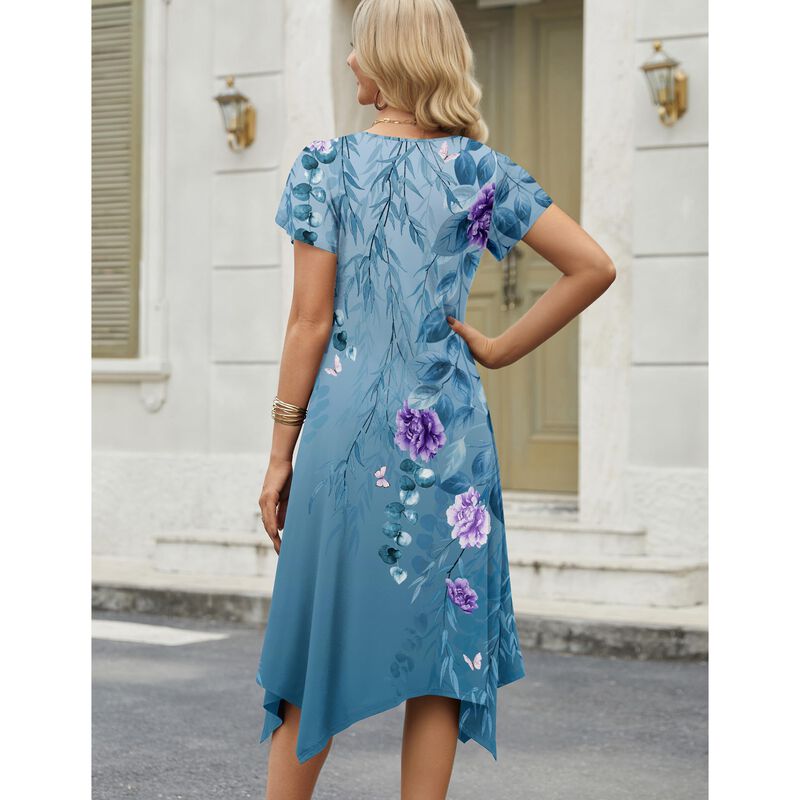 Vestido Zeagoo Estampado Floral Manga Corta Mid... image number null