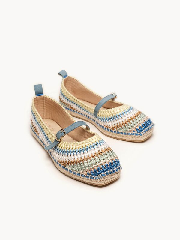 Campanilla Crochet Rayas Azul image number null