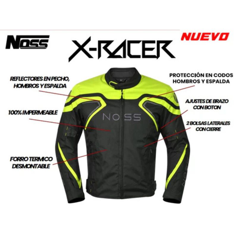 Chamarra De Textil Noss X-racer Njk-201 Neg/ama... image number null