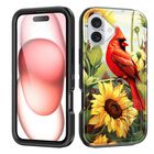 Funda BFUKVOU para iPhone 17 de 6.3" con Soporte - Rojo P&aacute;jaro Girasol